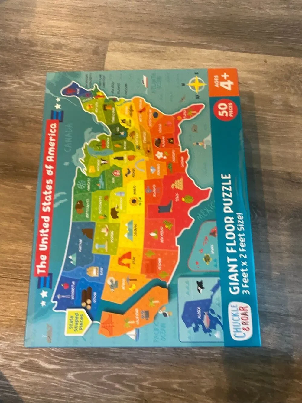 USA Map 50 Piece Jigsaw Floor Puzzle Chuckle and Roar